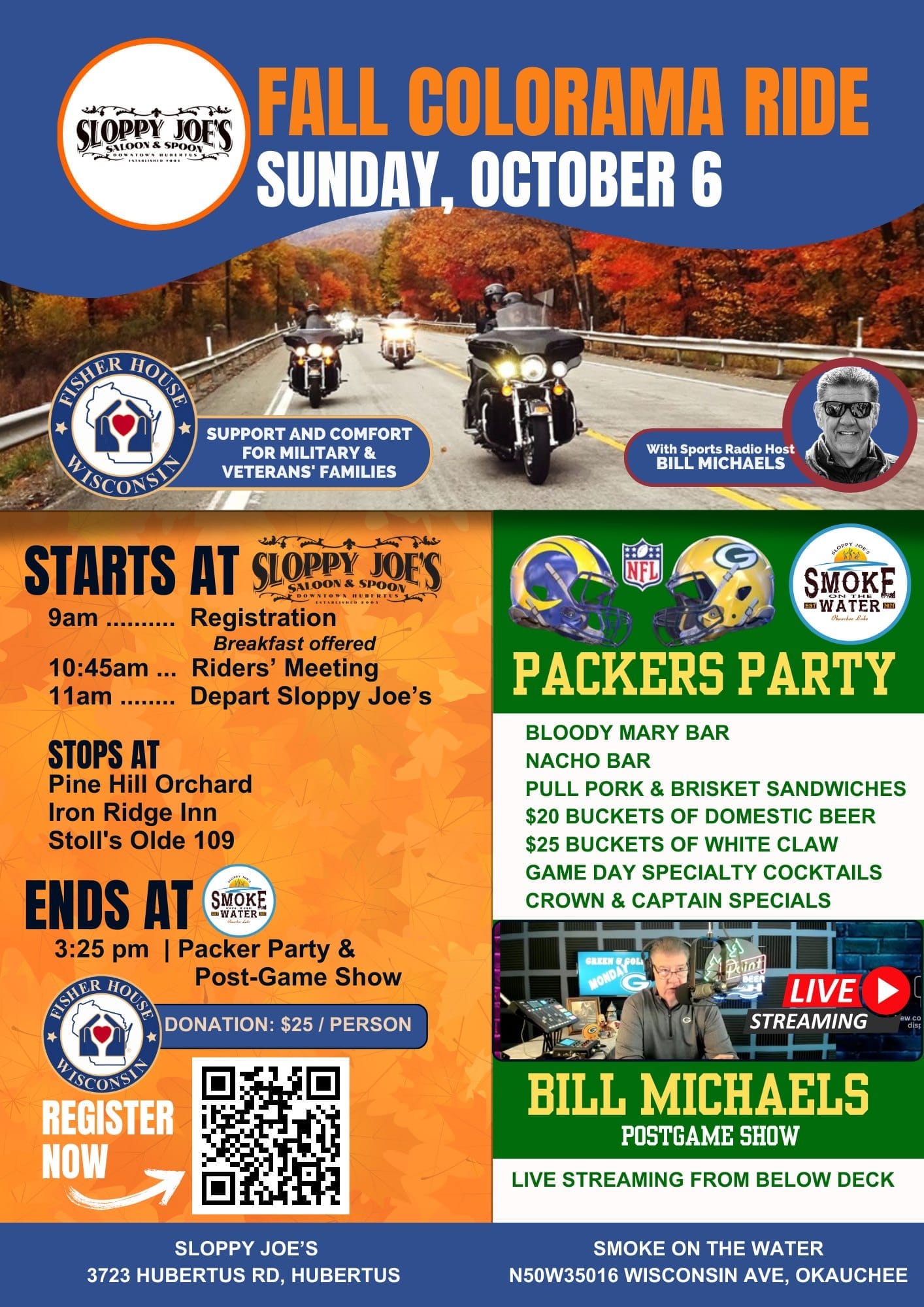 Fall Colorama Veteran’s Motorcycle Ride for Fisher House with Bill Michaels